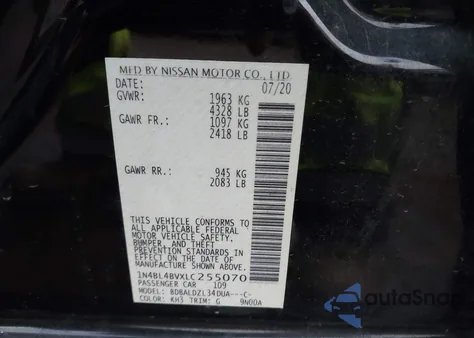 2020 Nissan Altima S Fwd from USA, damaged, VIN 1N4BL4BVXLC255070